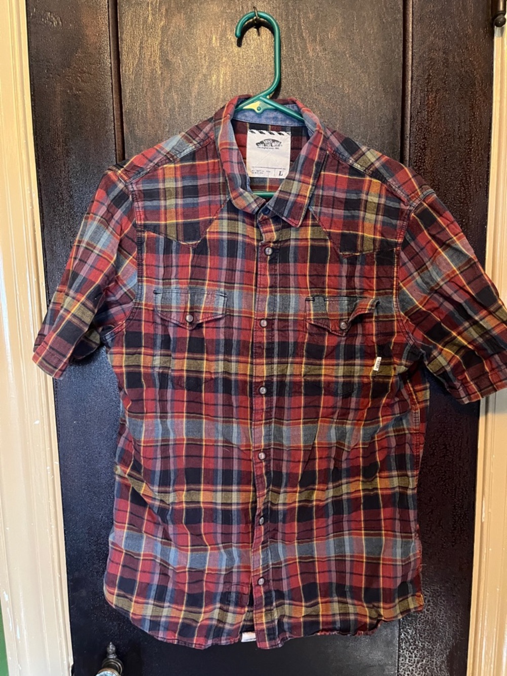 Vans Red Plaid Short-Sleeve Button-Down Shirt